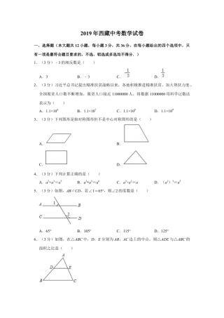 历年真题：2019年西藏中考数学试卷.docx