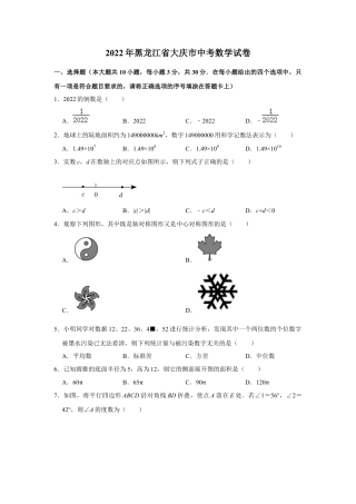 历年真题：2022年黑龙江省大庆市中考数学试卷.docx