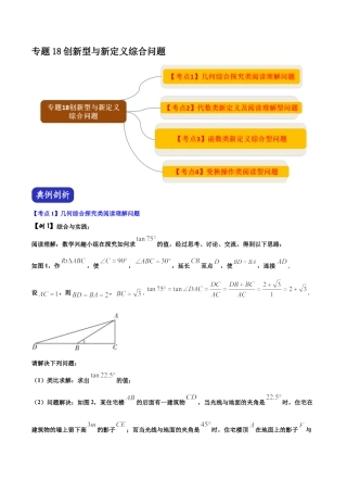 初中数学中考压轴题系列-专题18 创新型与新定义综合问题（含答案解析）.docx