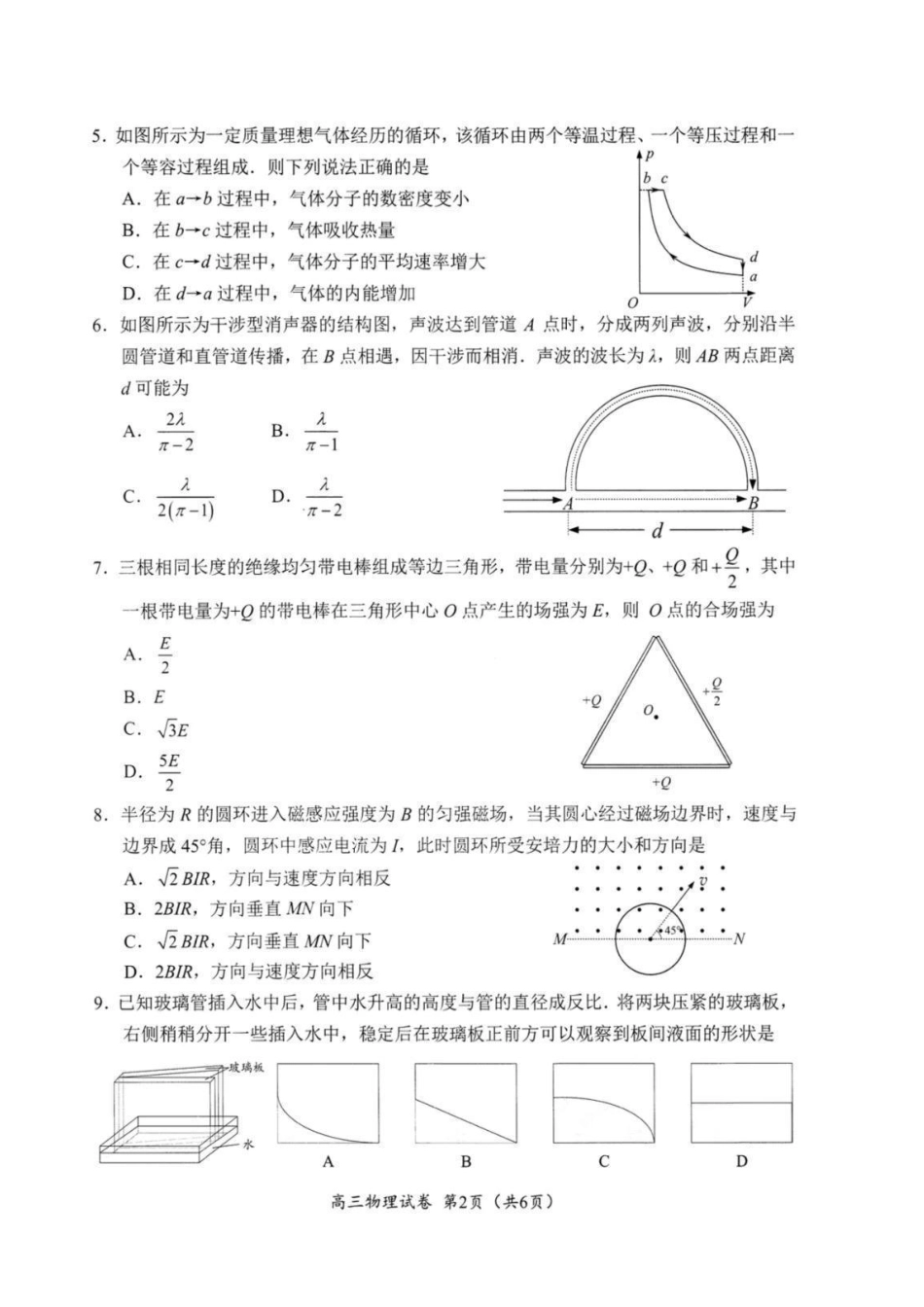 【物理试题+标答】2025届江苏省苏锡常镇四市高三下学期5月教学情况调研（二）.pdf_第2页