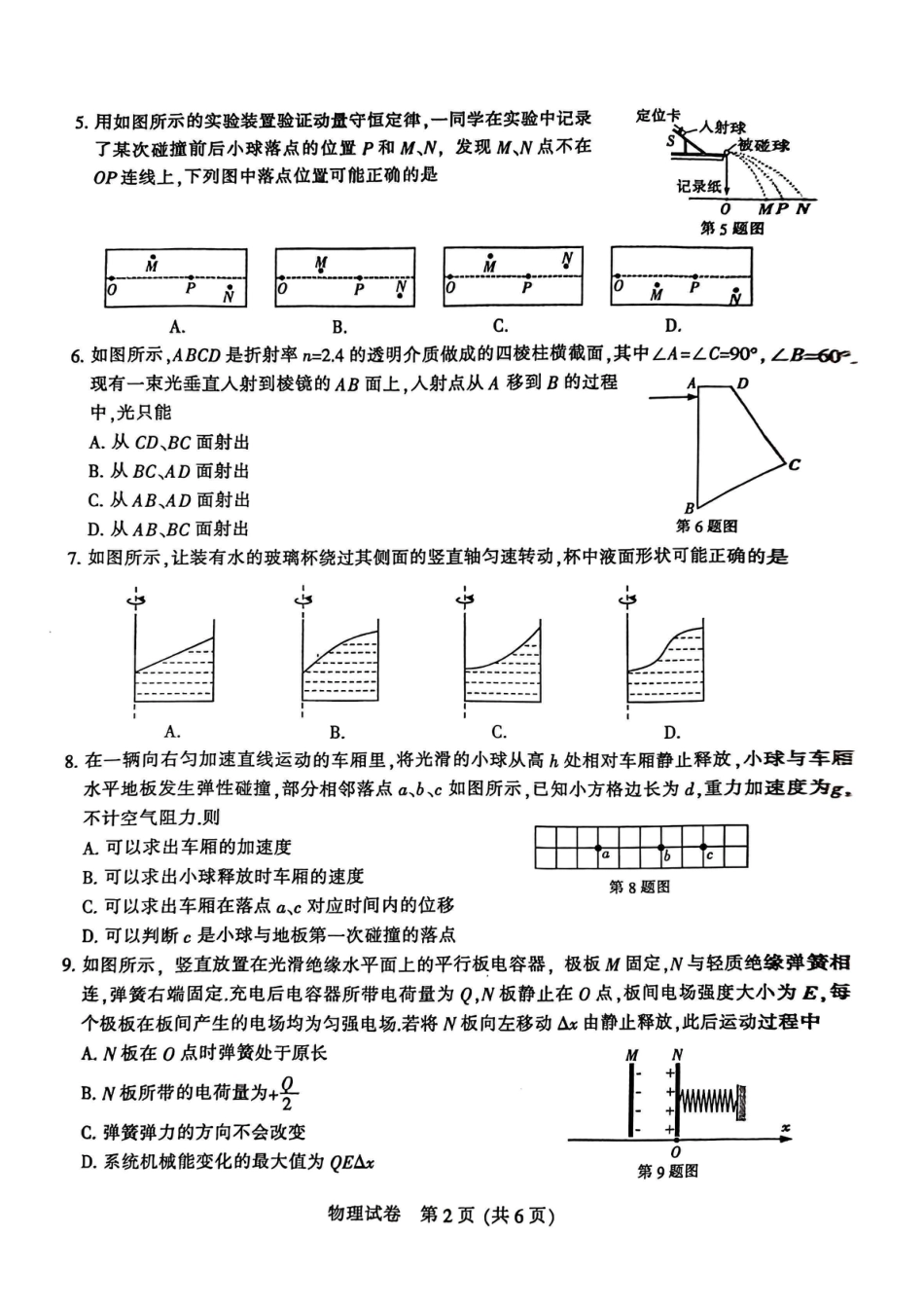 2025届江苏省七市高三第二次调研测试物理试题+答案.pdf_第2页