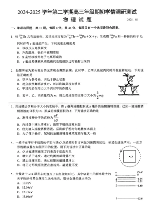 江苏省扬州市高邮市2024-2025学年高三下学期开学考试物理.docx