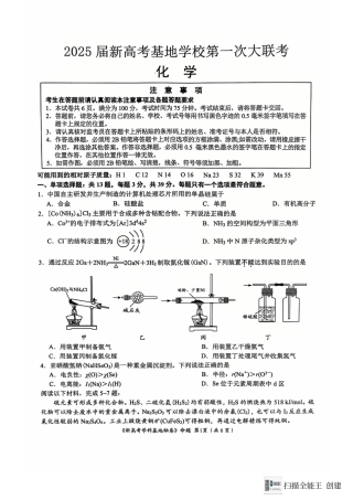 江苏省南通市学科基地第一次大联考2024-2025学年高三上学期12月月考 化学试题.pdf