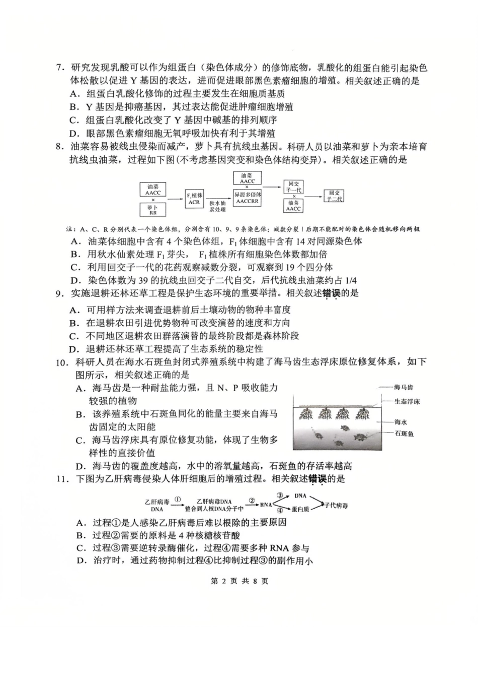 南通四模5月高三练习卷生物_【生物试题】南通四模2025.pdf_第2页