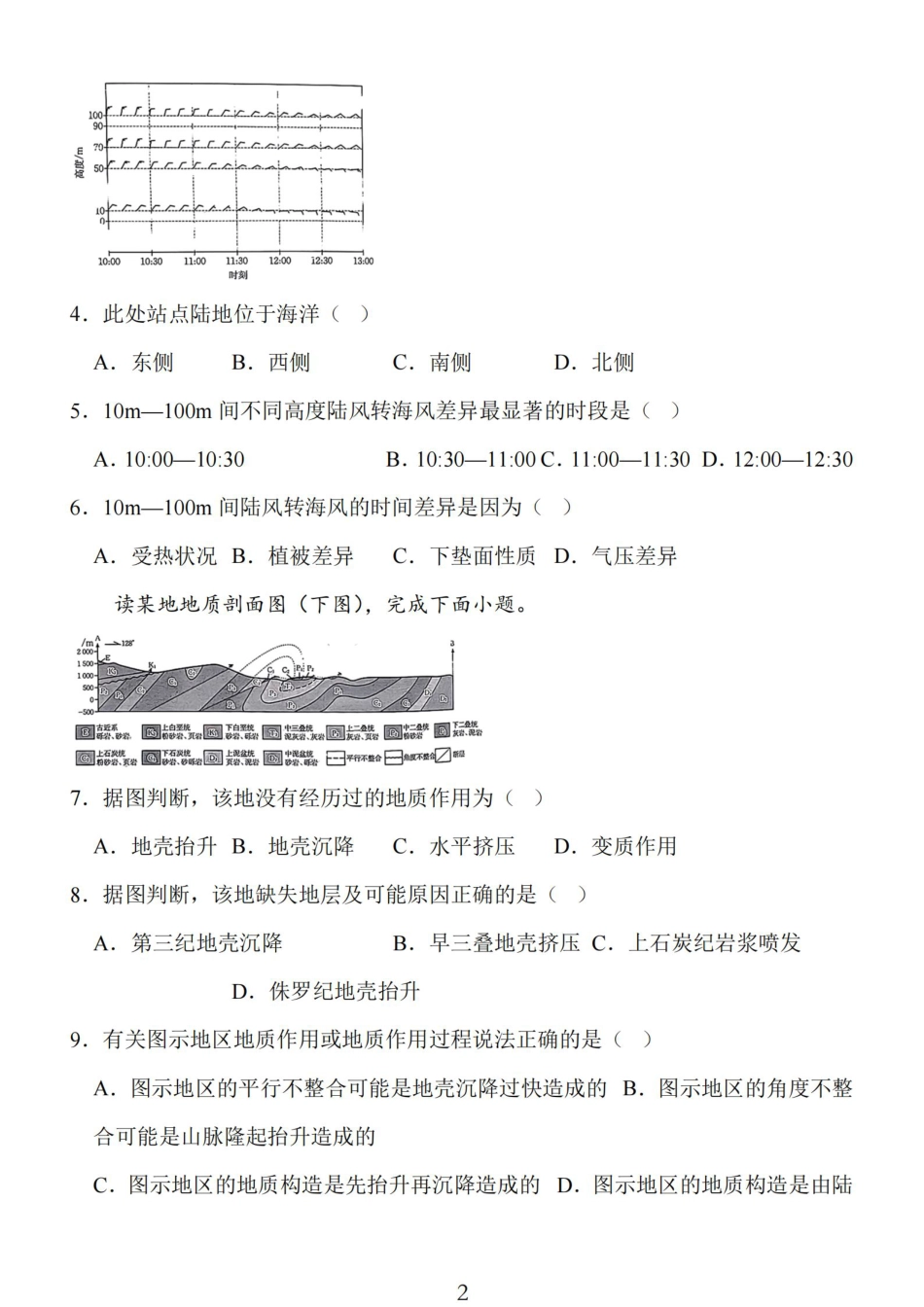 2024年10月江苏高三联考地理试题.pdf_第2页