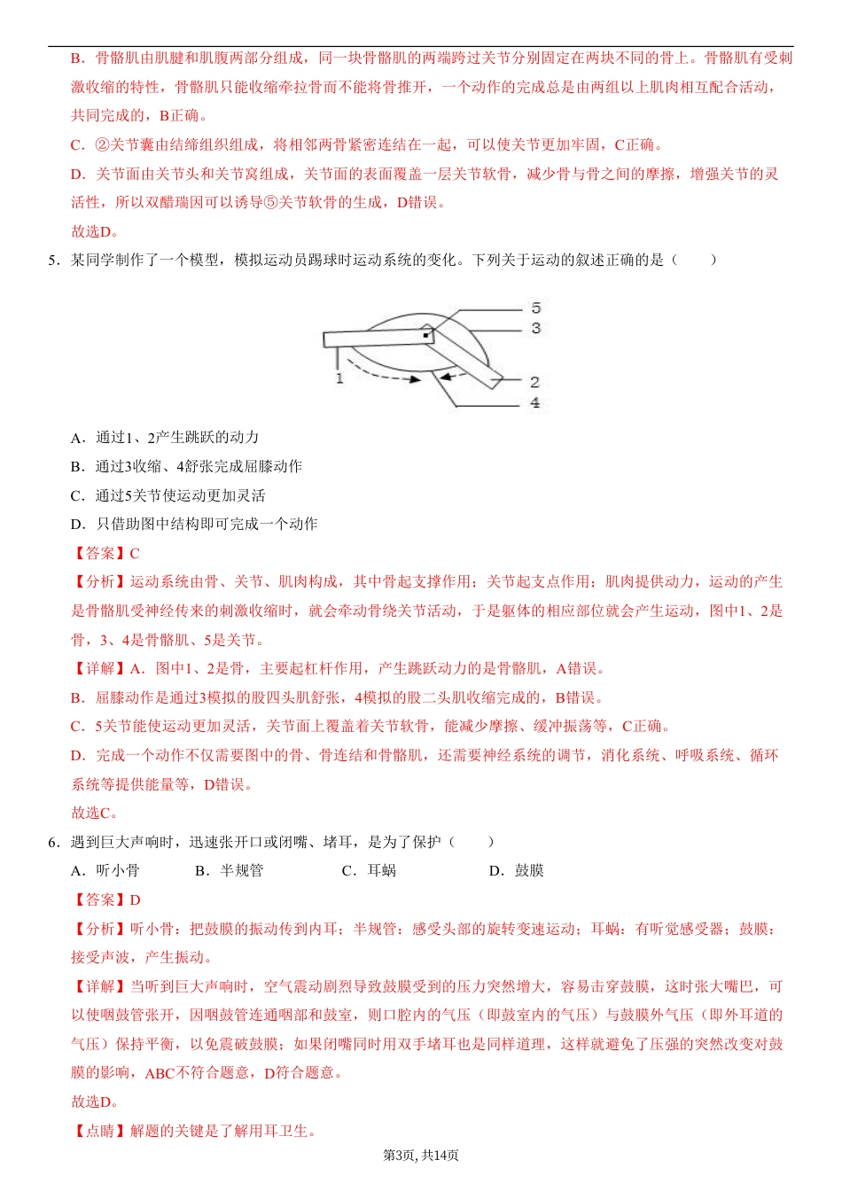 （人教版）八年级生物上学期第一次月考02（全解全析）（人教版2024）.pdf_第3页