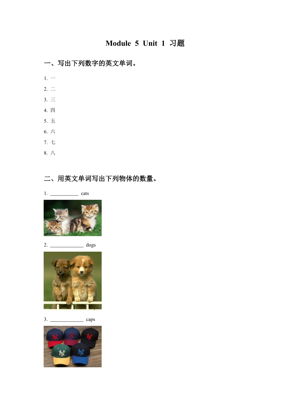 外研版英语三年级上Unit 1 How many 习题.doc_第1页