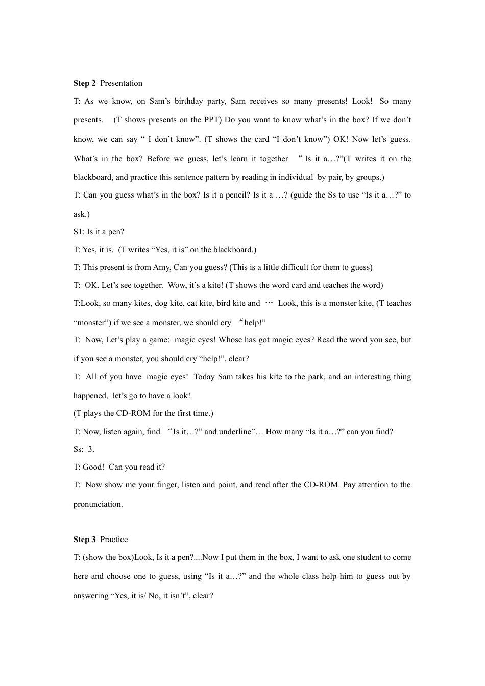 外研版英语三年级上Unit 1 Is it a monster 教案 1.doc_第2页