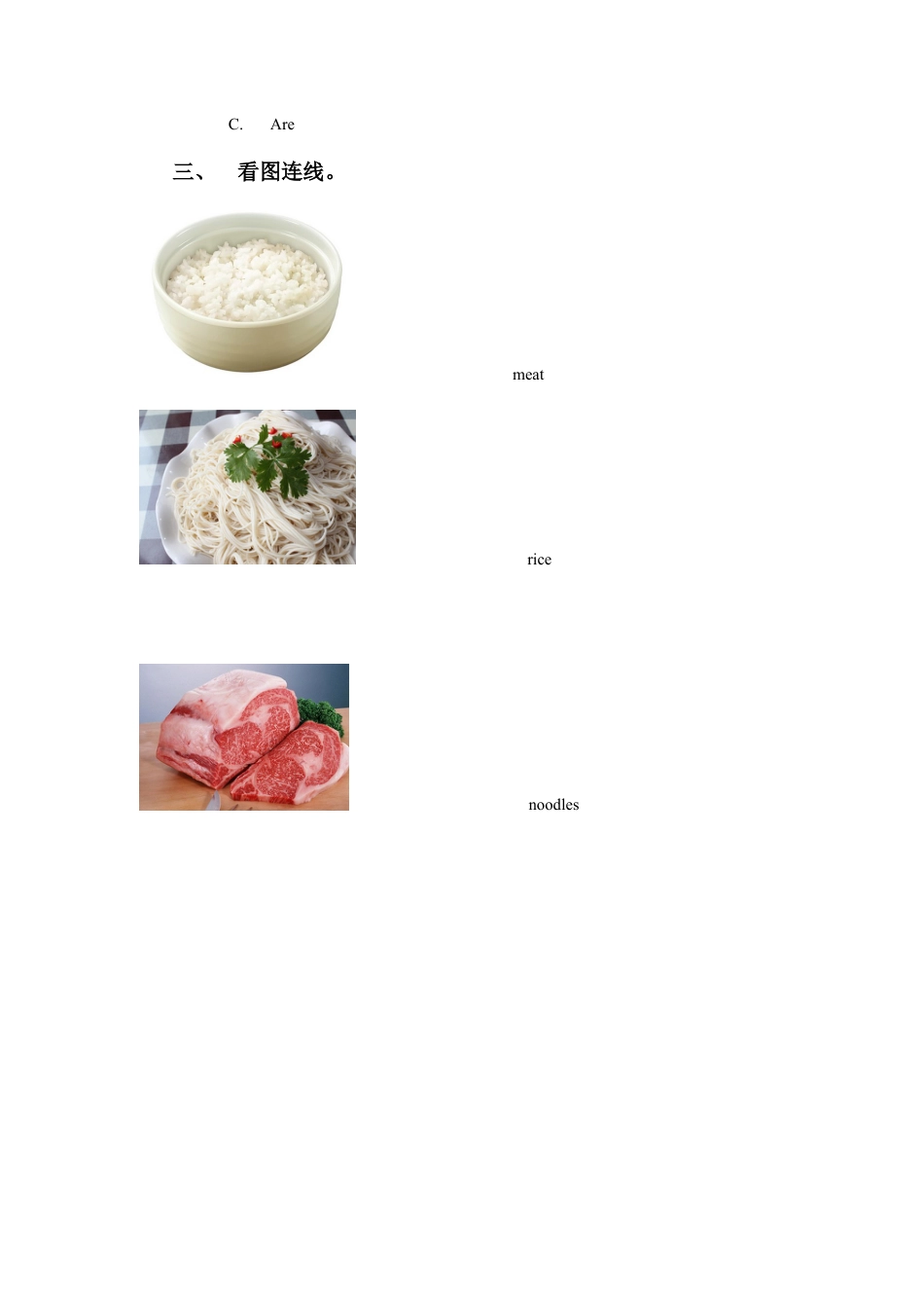 外研版英语三年级下-Module 4 Unit 1 Do you like meat习题.doc_第2页