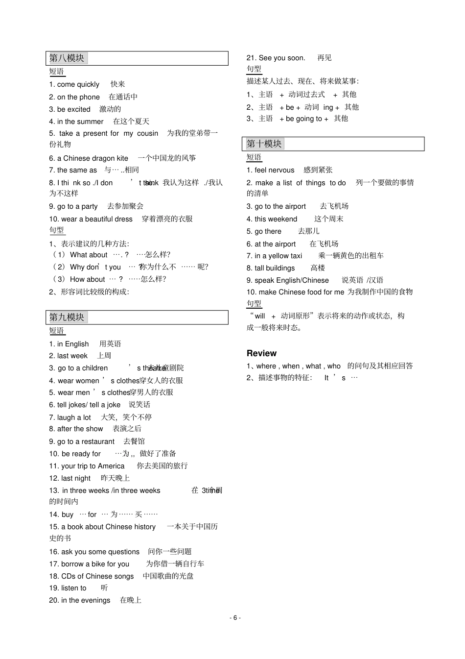 外研小学英语三起点5下 单元预习提纲.pdf_第3页