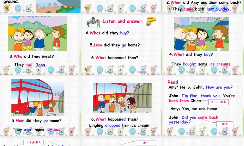 外研版小学英语课件-1Unit 1 Did you come back yesterday.ppt