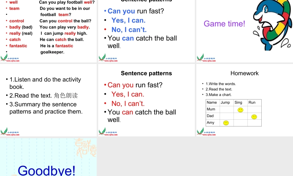 外研版小学英语课件-6Unit 1 You can play football well (4).ppt