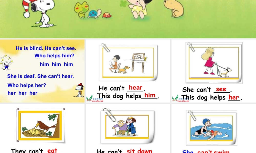 外研版小学英语课件-7Unit 1 He can’t see (1).ppt