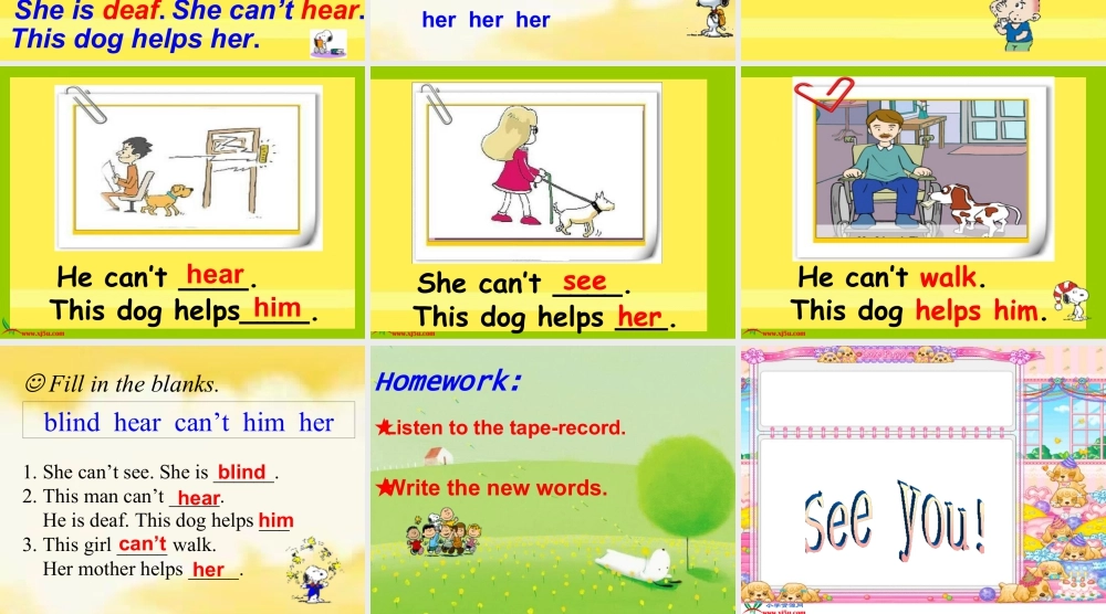 外研版小学英语课件-7Unit 1 He can’t see (2).ppt