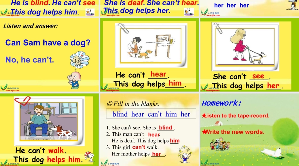 外研版小学英语课件-7Unit 1 He can’t see (3).ppt