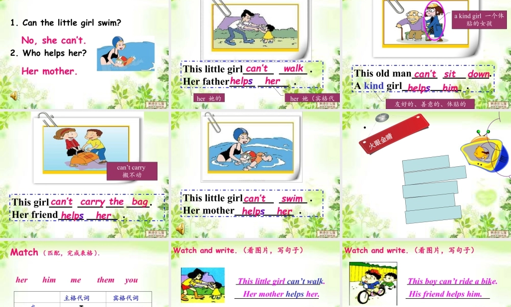 外研版小学英语课件-7Unit 2 This little girl can’t walk.ppt