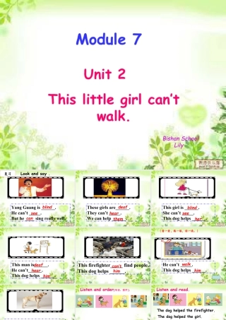 外研版小学英语课件-7Unit 2 This little girl can’t walk.ppt