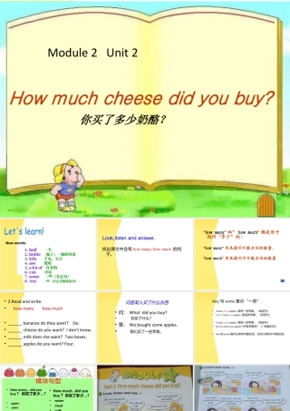 外研版小学英语课件-M2U2How much cheese did you buy？PPT课件.ppt