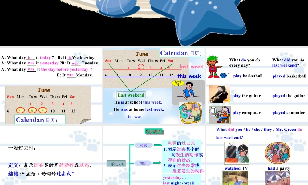 外研版小学英语课件-Module 1 Unit 1 Did you come back yesterday.ppt