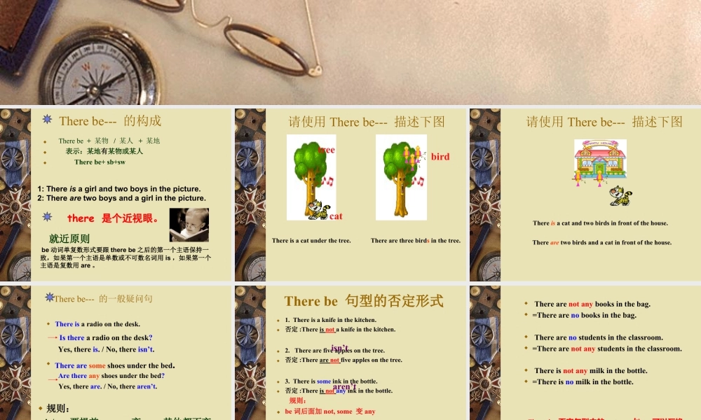 外研版小学英语课件-Module 1 Unit 1 We lived in a small house--关于there be句型的知识点.ppt