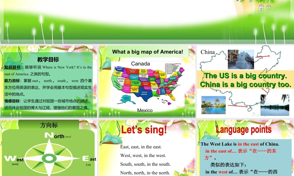 外研版小学英语课件-Module 1 Unit 2 It's in the wes.ppt