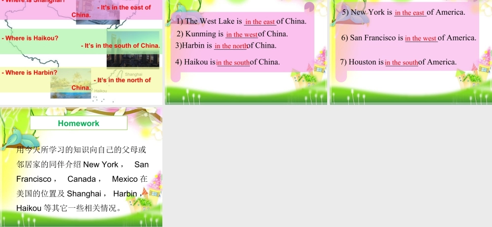 外研版小学英语课件-Module 1 Unit 2 It's in the wes.ppt