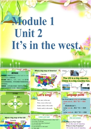 外研版小学英语课件-Module 1 Unit 2 It's in the west. 课件.ppt