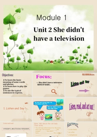 外研版小学英语课件-Module 1 Unit 2 She didn't have a television 课件2.ppt