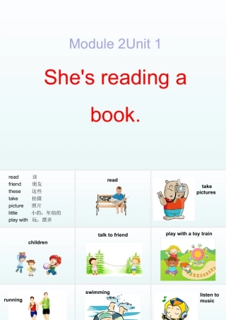 外研版小学英语课件-Module 2 Unit 1 she is reading a book 课件.ppt