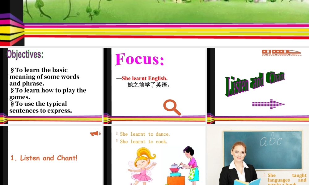外研版小学英语课件-Module 2 Unit 1 She learnt English 课件2.ppt