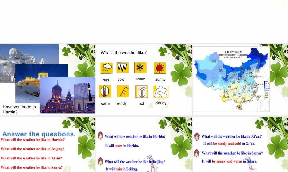 外研版小学英语课件-Module 2 Unit 2 It will snow in Harbin. 课件2.ppt