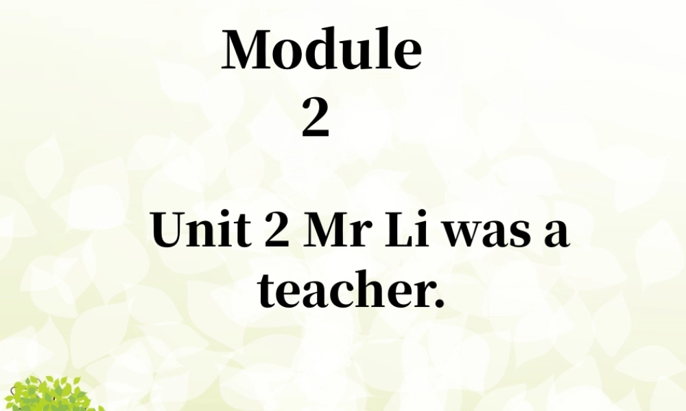 外研版小学英语课件-Module 2 Unit 2 Mr Li was a teacher 课件2.ppt