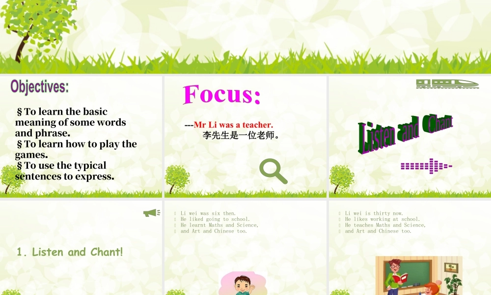 外研版小学英语课件-Module 2 Unit 2 Mr Li was a teacher 课件2.ppt