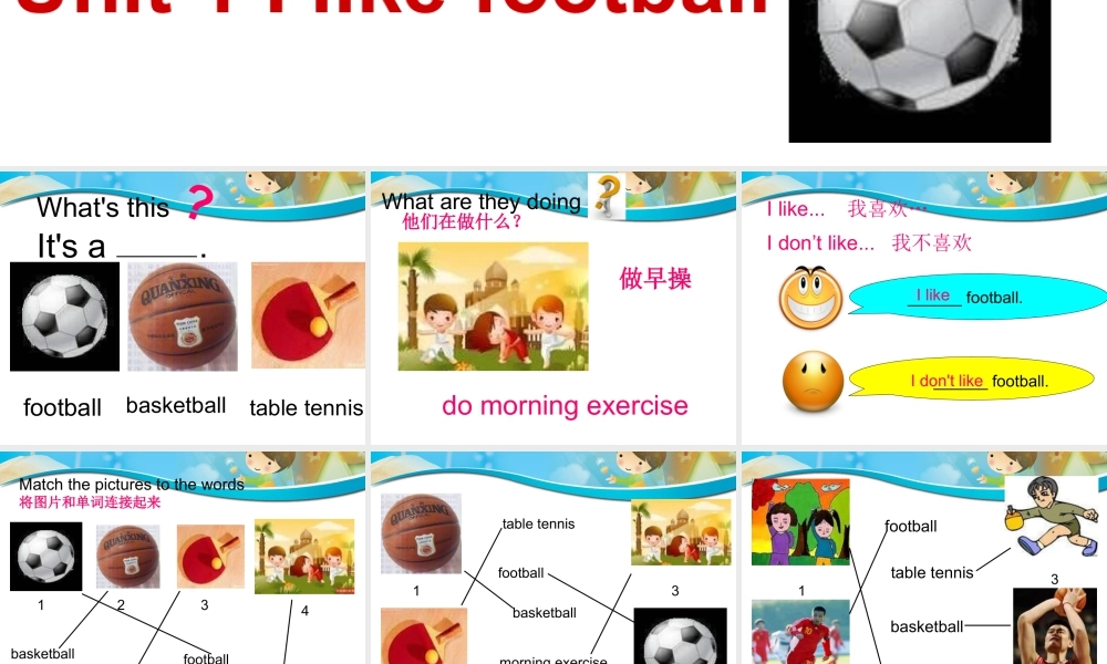 外研版小学英语课件-Module 3 Unit 1 I like football课件1.ppt