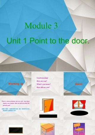 外研版小学英语课件-Module 3 Unit 1 Point to the door 课件.ppt