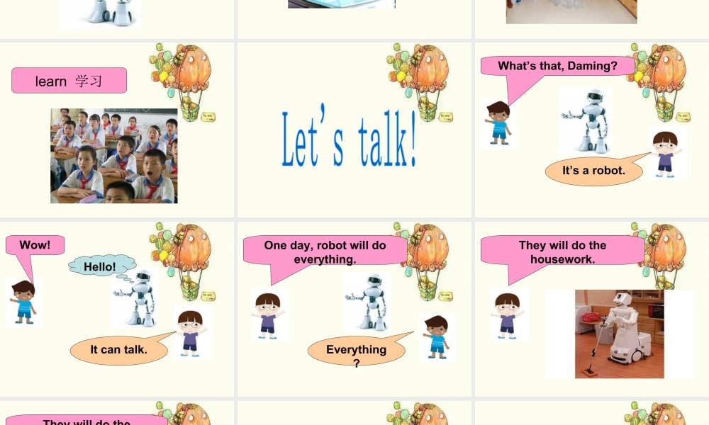 外研版小学英语课件-Module 3 Unit 1 Robots will do everything 单词句型演练.ppt