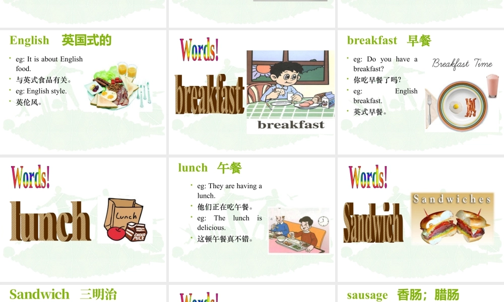 外研版小学英语课件-Module 3 Unit 1 She had eggs and sausages 课件1.ppt