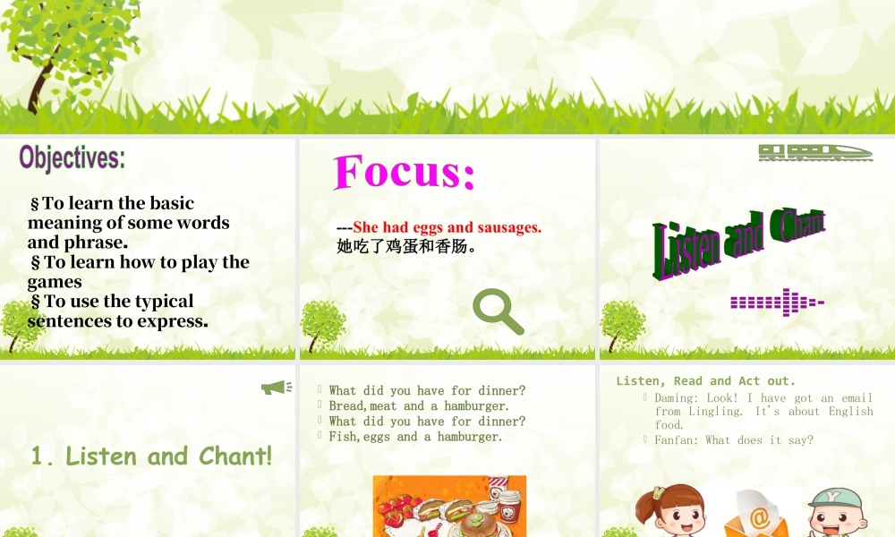 外研版小学英语课件-Module 3 Unit 1 She had eggs and sausages 课件2.ppt