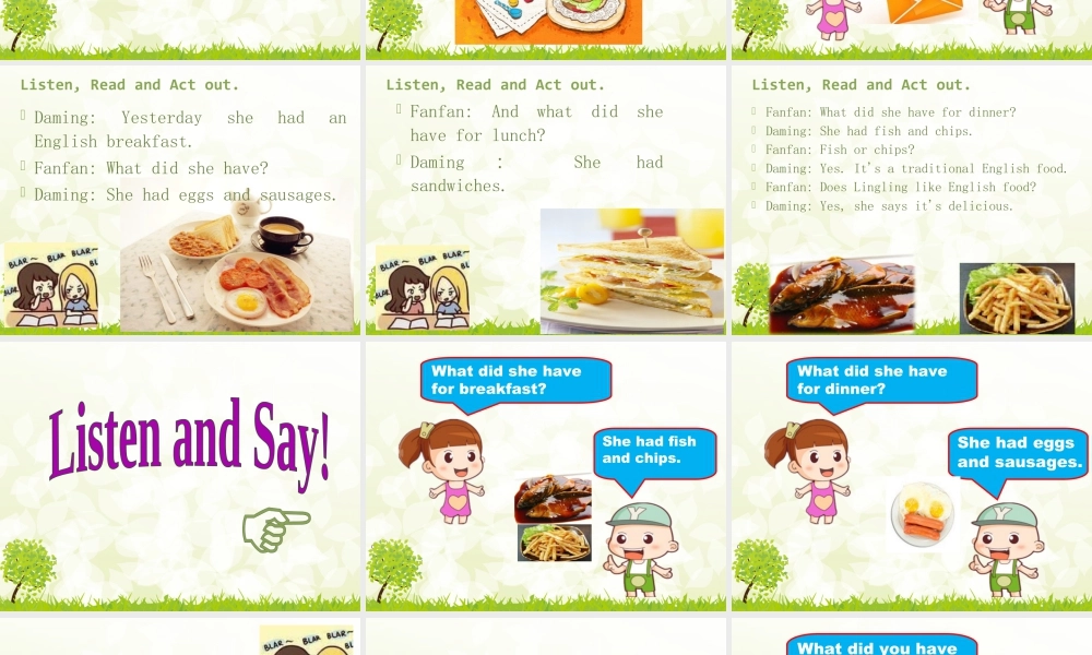 外研版小学英语课件-Module 3 Unit 1 She had eggs and sausages 课件2.ppt