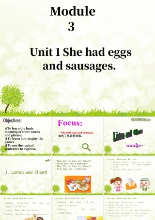 外研版小学英语课件-Module 3 Unit 1 She had eggs and sausages 课件2.ppt