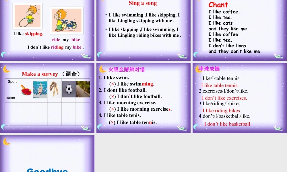 外研版小学英语课件-Module 3 Unit 2 I don't like riding my bike 课件3.ppt