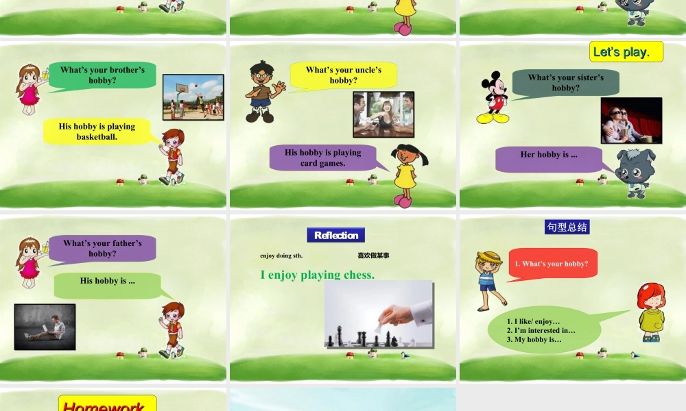 外研版小学英语课件-Module 3 Unit 2 I don't like riding my bike--What's your hobby.ppt