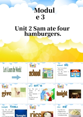 外研版小学英语课件-Module 3 Unit 2 Sam ate four hamburgers 课件1.ppt