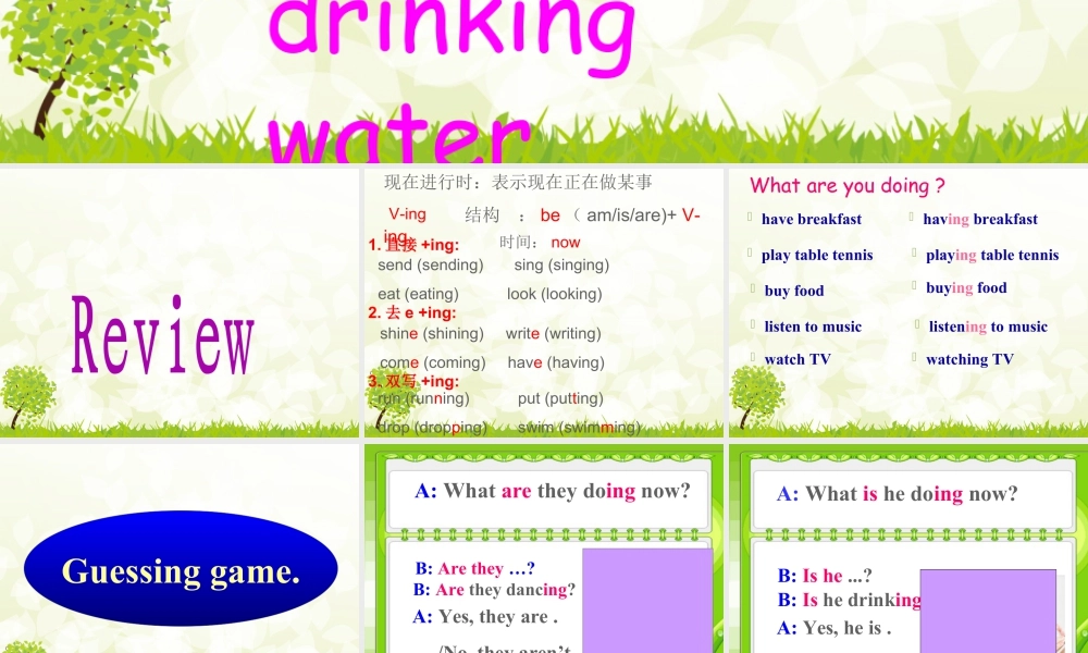 外研版小学英语课件-Module 3 Unit 2 The cows are drinking water. 课件1.ppt