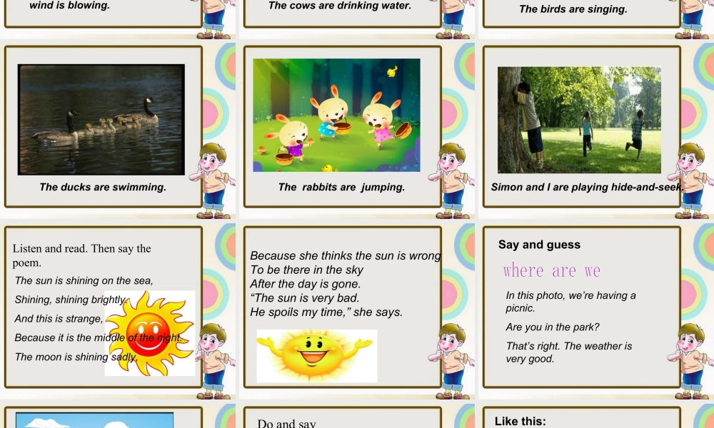 外研版小学英语课件-Module 3 Unit 2 The cows are drinking water. 课件2.ppt