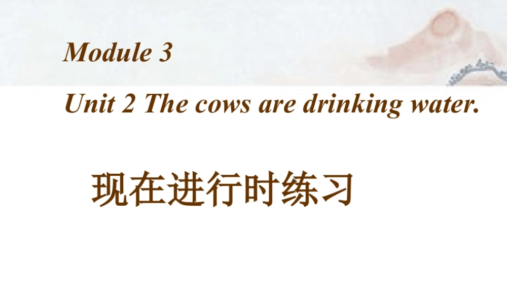 外研版小学英语课件-Module 3 Unit 2 The cows are drinking water.--现在进行时练习.ppt