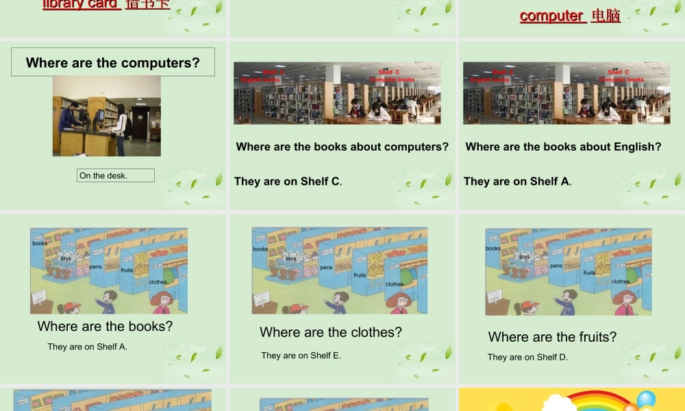 外研版小学英语课件-Module 4 Unit 1 Let's make a home library--关于where are句型操练.ppt