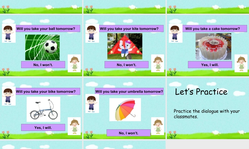 外研版小学英语课件-Module 4 Unit 1 Will you take your kite 单词及句型演练.ppt