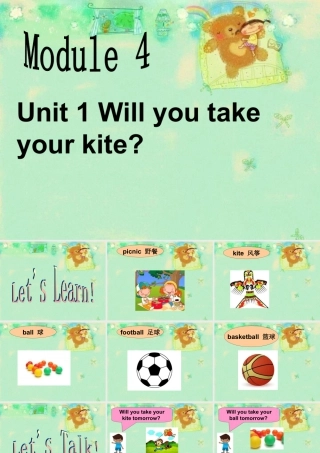 外研版小学英语课件-Module 4 Unit 1 Will you take your kite 课件.ppt