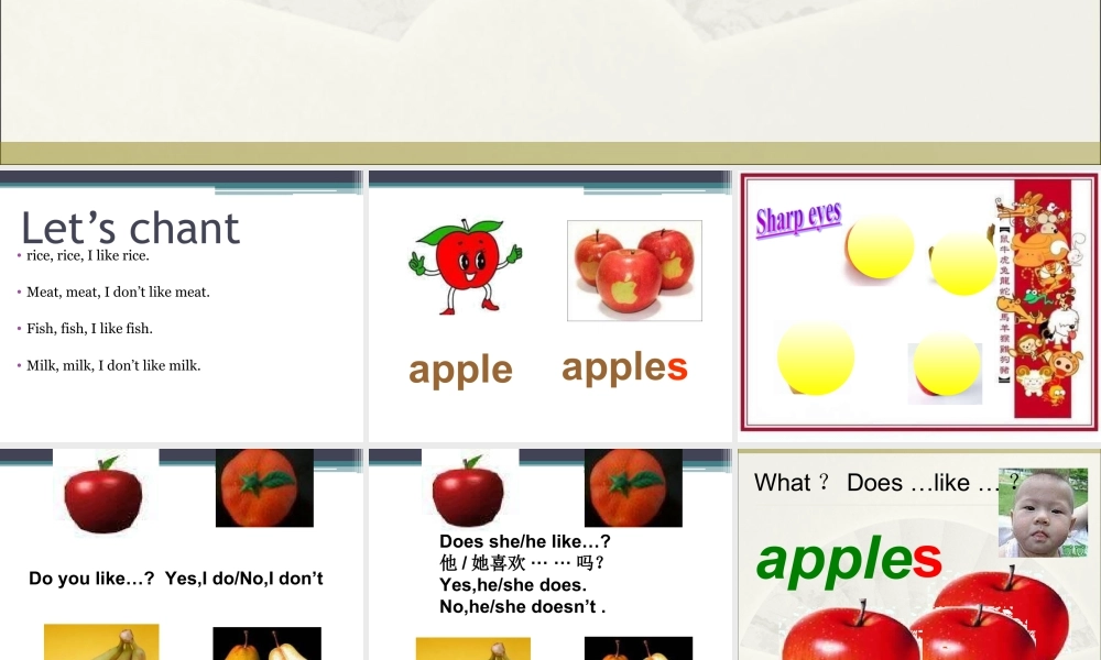 外研版小学英语课件-Module 4 Unit 2 Does Lingling like oranges 课件2.ppt